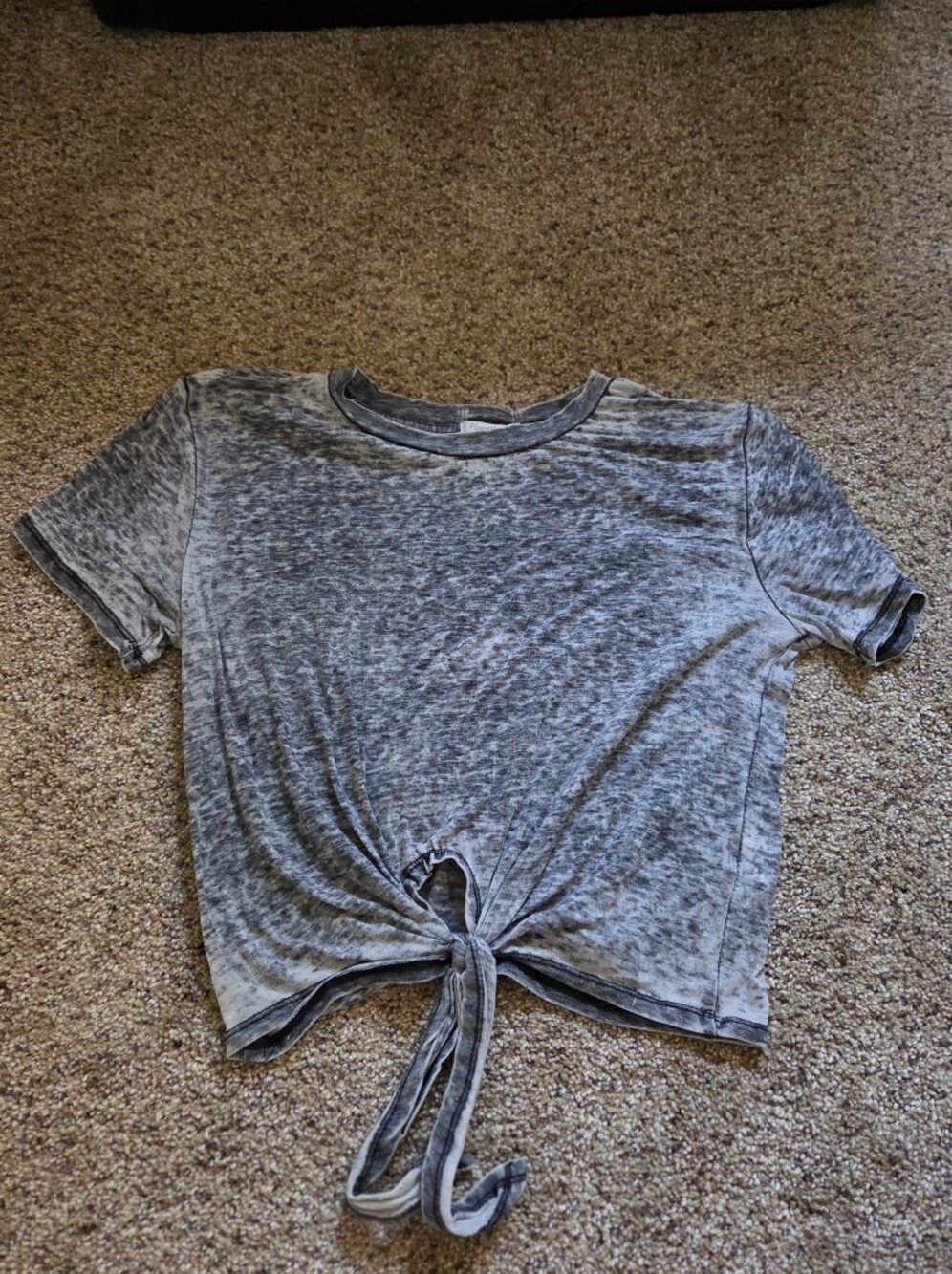 Washed Grey Tie-Front Women's Tee